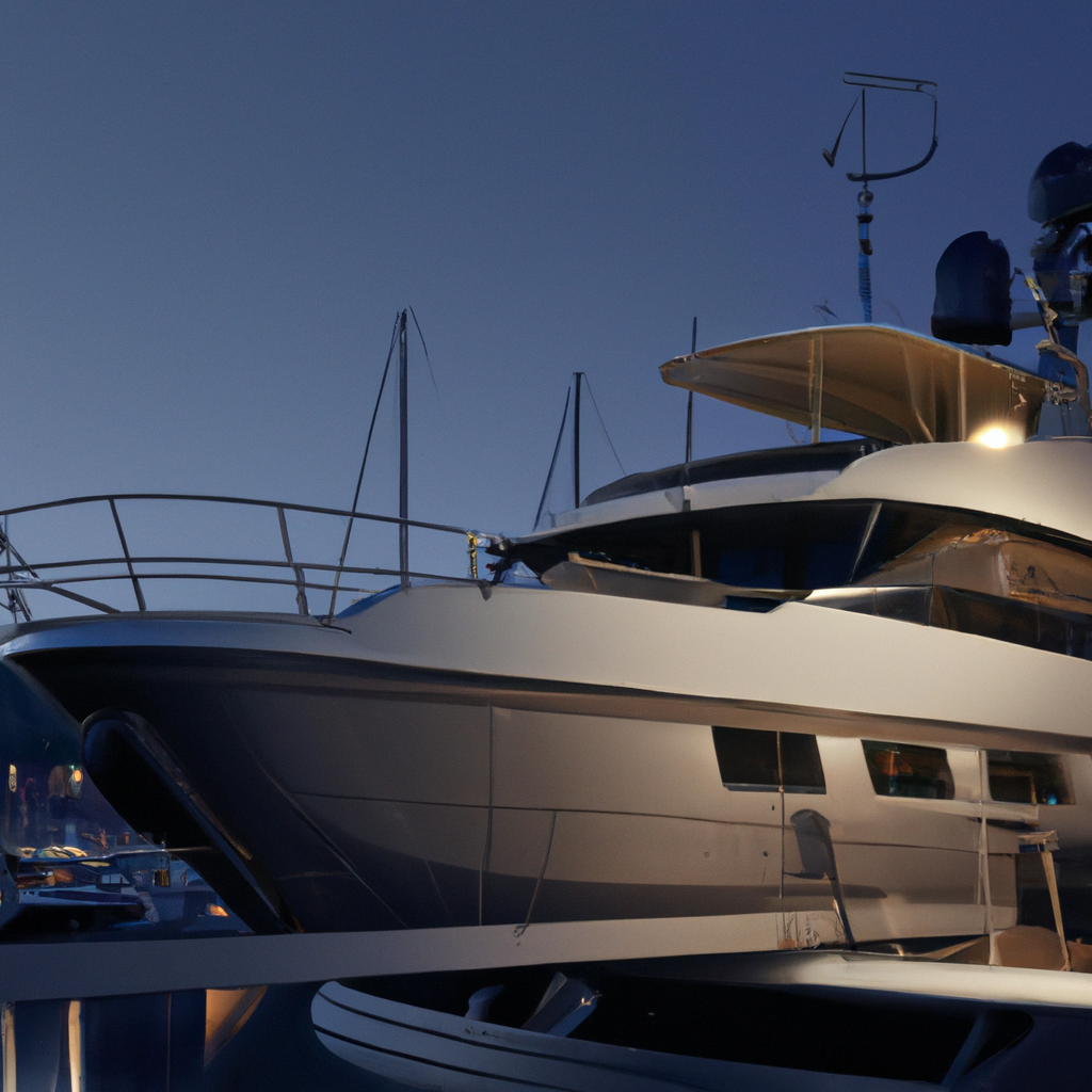 Panorama del cantiere nautico a Genova con yacht in rimessaggio all'alba